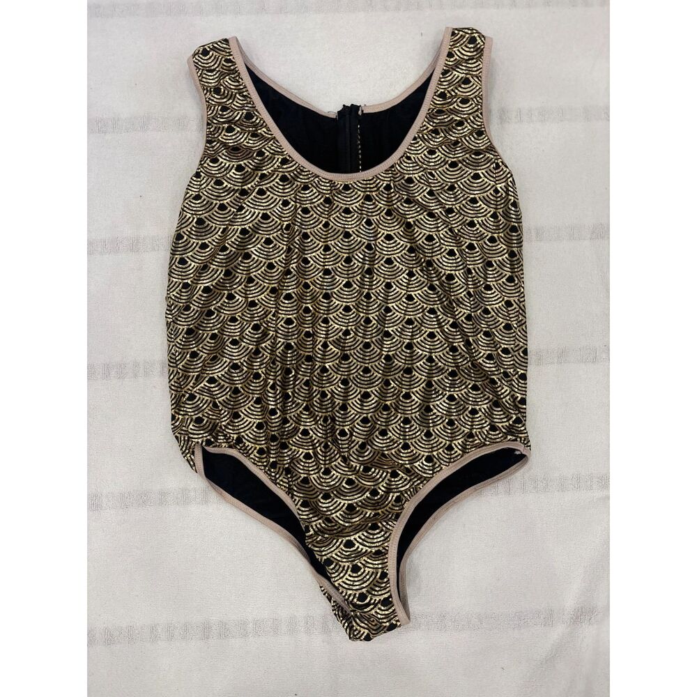 No Brand Womens Gold Patterned One Piece Swimsuit Size Large